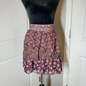 Maurices Tiered Floral Paisley Mini Skirt Women's Size Small NWOT